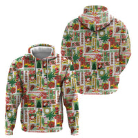 Hawaiian Santa Christmas Pattern Zip Hoodie White Version - Polynesian Pride