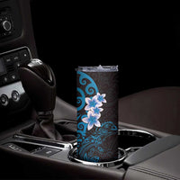 New Zealand Tuatara Plumeria Skinny Tumbler Maori Blue Koru Tribal Tattoo