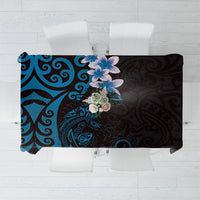 New Zealand Tuatara Plumeria Tablecloth Maori Blue Koru Tribal Tattoo LT01 Blue - Polynesian Pride