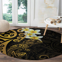 New Zealand Tuatara Plumeria Round Carpet Maori Gold Koru Tribal Tattoo