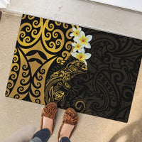 New Zealand Tuatara Plumeria Rubber Doormat Maori Gold Koru Tribal Tattoo