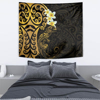 New Zealand Tuatara Plumeria Tapestry Maori Gold Koru Tribal Tattoo