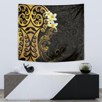 New Zealand Tuatara Plumeria Tapestry Maori Gold Koru Tribal Tattoo