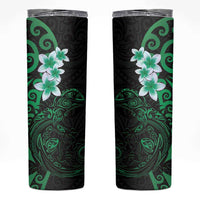 New Zealand Tuatara Plumeria Skinny Tumbler Maori Green Koru Tribal Tattoo