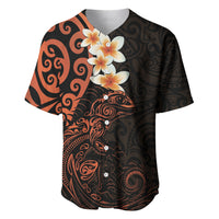 New Zealand Tuatara Plumeria Baseball Jersey Maori Orange Koru Tribal Tattoo