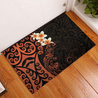 New Zealand Tuatara Plumeria Rubber Doormat Maori Orange Koru Tribal Tattoo
