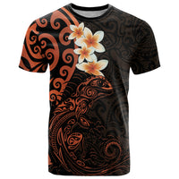 New Zealand Tuatara Plumeria T Shirt Maori Orange Koru Tribal Tattoo