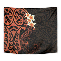 New Zealand Tuatara Plumeria Tapestry Maori Orange Koru Tribal Tattoo