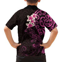 New Zealand Tuatara Plumeria Family Matching Summer Maxi Dress and Hawaiian Shirt Maori Pink Koru Tribal Tattoo