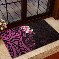 New Zealand Tuatara Plumeria Rubber Doormat Maori Pink Koru Tribal Tattoo