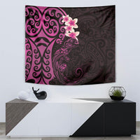 New Zealand Tuatara Plumeria Tapestry Maori Pink Koru Tribal Tattoo
