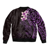 New Zealand Tuatara Plumeria Bomber Jacket Maori Purple Koru Tribal Tattoo LT01 - Polynesian Pride
