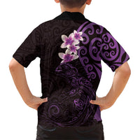 New Zealand Tuatara Plumeria Hawaiian Shirt Maori Purple Koru Tribal Tattoo LT01 - Polynesian Pride
