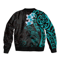 New Zealand Tuatara Plumeria Bomber Jacket Maori Teal Koru Tribal Tattoo LT01 - Polynesian Pride