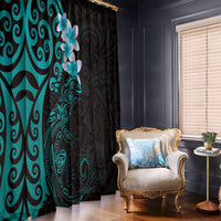 New Zealand Tuatara Plumeria Window Curtain Maori Teal Koru Tribal Tattoo LT01 - Polynesian Pride