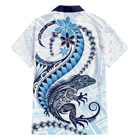 Blue Maori Tuatara Family Matching Off Shoulder Maxi Dress and Hawaiian Shirt Luxury Pastel Pattern LT01 - Polynesian Pride