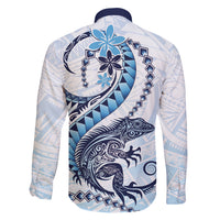Blue Maori Tuatara Family Matching Off Shoulder Maxi Dress and Hawaiian Shirt Luxury Pastel Pattern LT01 - Polynesian Pride
