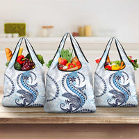 Blue Maori Tuatara Grocery Bag Luxury Pastel Pattern LT01 3-pack One Size Blue - Polynesian Pride