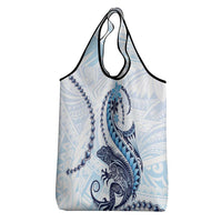 Blue Maori Tuatara Grocery Bag Luxury Pastel Pattern LT01 - Polynesian Pride