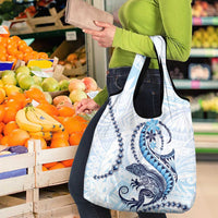 Blue Maori Tuatara Grocery Bag Luxury Pastel Pattern LT01 - Polynesian Pride
