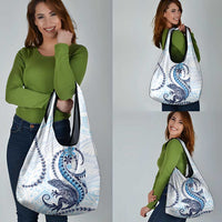 Blue Maori Tuatara Grocery Bag Luxury Pastel Pattern LT01 - Polynesian Pride