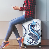 Blue Maori Tuatara Luggage Cover Luxury Pastel Pattern