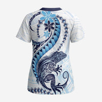 Blue Maori Tuatara Scrub Top Luxury Pastel Pattern - Polynesian Pride