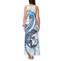 Blue Maori Tuatara Tank Maxi Dress Luxury Pastel Pattern LT01 - Polynesian Pride