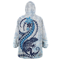 Blue Maori Tuatara Wearable Blanket Hoodie Luxury Pastel Pattern LT01 - Polynesian Pride