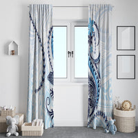 Blue Maori Tuatara Window Curtain Luxury Pastel Pattern LT01 - Polynesian Pride