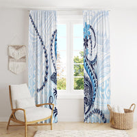 Blue Maori Tuatara Window Curtain Luxury Pastel Pattern LT01 - Polynesian Pride
