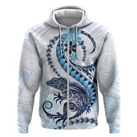 Blue Maori Tuatara Zip Hoodie Luxury Pastel Pattern