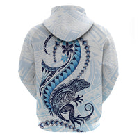 Blue Maori Tuatara Zip Hoodie Luxury Pastel Pattern
