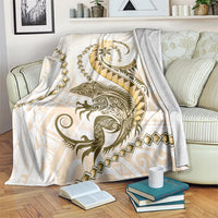 Gold Maori Tuatara Blanket Luxury Pastel Pattern LT01 Gold - Polynesian Pride
