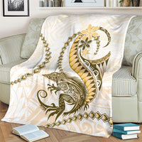 Gold Maori Tuatara Blanket Luxury Pastel Pattern LT01 - Polynesian Pride