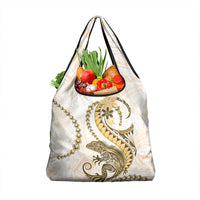 Gold Maori Tuatara Grocery Bag Luxury Pastel Pattern LT01 1-pack One Size Gold - Polynesian Pride