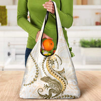 Gold Maori Tuatara Grocery Bag Luxury Pastel Pattern LT01 - Polynesian Pride