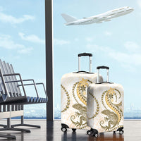 Gold Maori Tuatara Luggage Cover Luxury Pastel Pattern