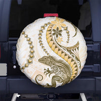 Gold Maori Tuatara Spare Tire Cover Luxury Pastel Pattern LT01 - Polynesian Pride