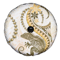Gold Maori Tuatara Spare Tire Cover Luxury Pastel Pattern LT01 - Polynesian Pride