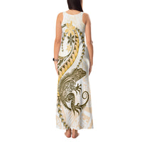 Gold Maori Tuatara Tank Maxi Dress Luxury Pastel Pattern LT01 - Polynesian Pride