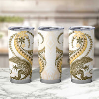 Gold Maori Tuatara Tumbler Cup Luxury Pastel Pattern LT01 - Polynesian Pride