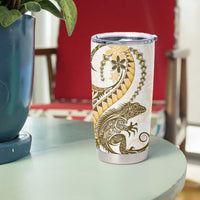 Gold Maori Tuatara Tumbler Cup Luxury Pastel Pattern LT01 - Polynesian Pride