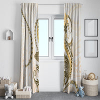 Gold Maori Tuatara Window Curtain Luxury Pastel Pattern LT01 - Polynesian Pride
