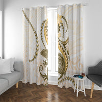 Gold Maori Tuatara Window Curtain Luxury Pastel Pattern LT01 With Grommets Gold - Polynesian Pride
