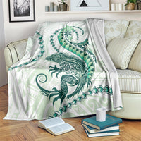 Green Maori Tuatara Blanket Luxury Pastel Pattern LT01 Green - Polynesian Pride