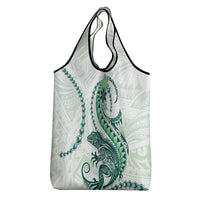 Green Maori Tuatara Grocery Bag Luxury Pastel Pattern LT01 - Polynesian Pride