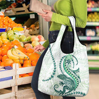 Green Maori Tuatara Grocery Bag Luxury Pastel Pattern LT01 - Polynesian Pride