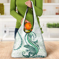 Green Maori Tuatara Grocery Bag Luxury Pastel Pattern LT01 - Polynesian Pride