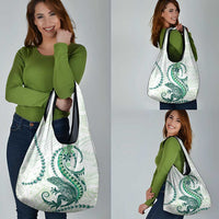 Green Maori Tuatara Grocery Bag Luxury Pastel Pattern LT01 - Polynesian Pride